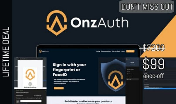 WAS AND NOW - OnzAuth Lifetime Deal for $99 WAS $7200.00