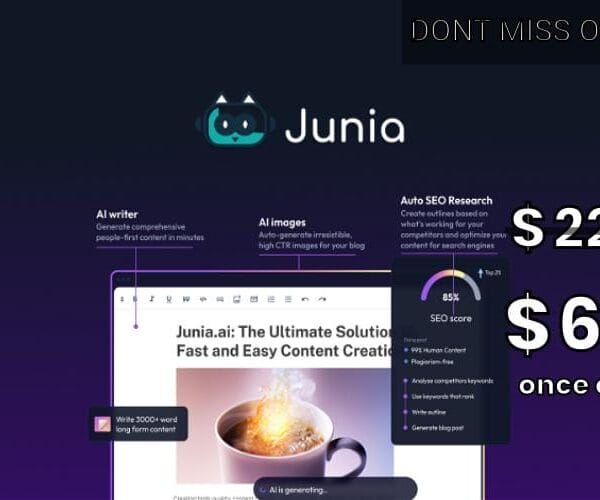WAS AND NOW - Junia AI Lifetime Deal for $69 WAS $228.00