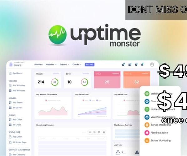 WAS AND NOW - UptimeMonster Lifetime Deal for $49 WAS $490.00