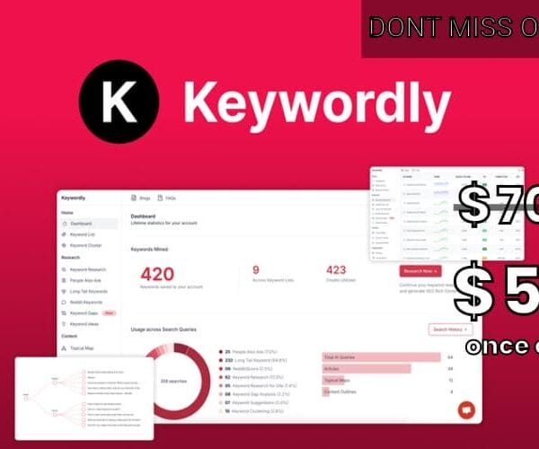 WAS AND NOW - Keywordly Lifetime Deal for $59 WAS $708.00