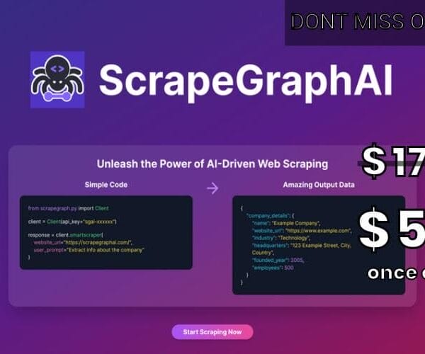 WAS AND NOW - ScrapeGraphAI Lifetime Deal for $59 WAS $170.00