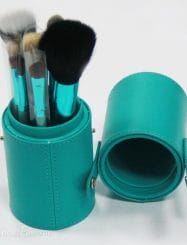 12 Pcs Goat Hair Green Make Up Brush Set with CylinderTube