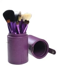 12 Pcs  Nylon Fiber Cosmetic Brush Set with Cylinder Tube