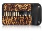 12Pcs Leopard Bag Wood Handle Nylon Fiber Brush Set