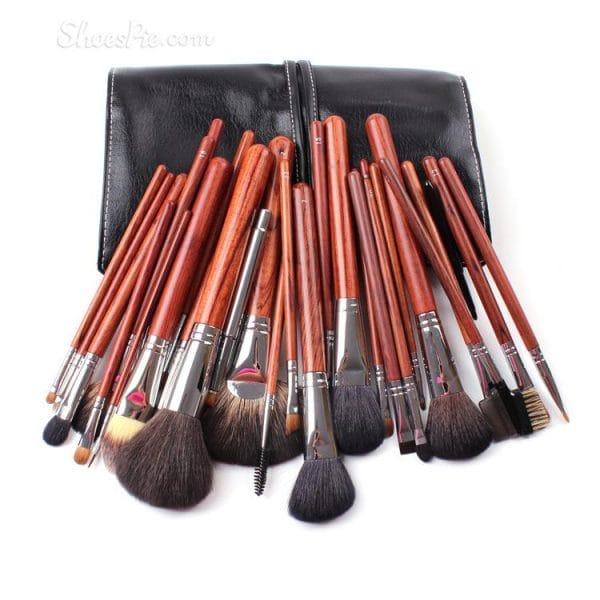 28Pcs Wolf Hair Wood Handle Professional Cosmetic Brush Set