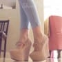Comfortable Wedge Heel Platform Camel Suede High Heel Shoes