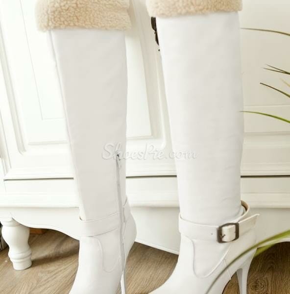 Elegant Buckle Decorated Knee High Boots