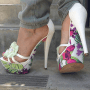 Gorgeous Flower Print Platform High Heel Sandals
