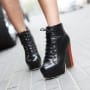 Luxurious Fine Lace-up  Chunky Heel Boots