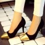 Mature Contrast Color Pointed-Toe Stiletto Heels