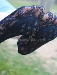 New Arrival Sexy Black Lace Scoks with Gorgeous Flower Print