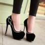 Sexy Genuine Suede Platform High Heel Shoes with Amazing Rhinestone Decoration