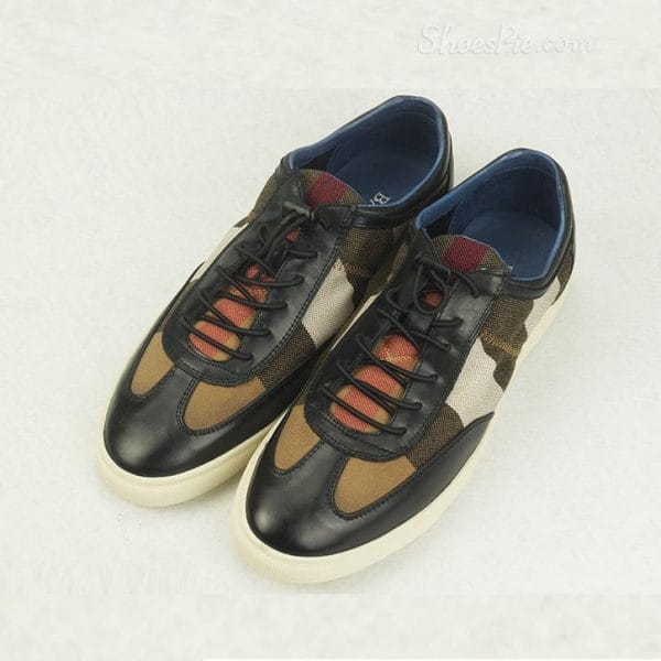 Shoespie Multi-Color Cloth And Leather Lace-Up Men's Sneakers