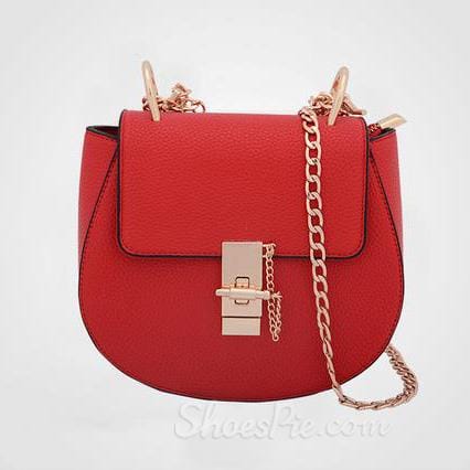 Shoespie Red Chain Crossbody Handbag