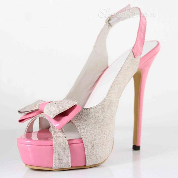 Sweet Matching Color Peep-toe Platform Sandals with Bowtie
