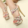 Sweet Stiletto Heels Peep Toe Platform Sandals with Calico
