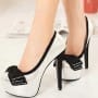 White Closed-Toe Bowknot Stiletto Heels